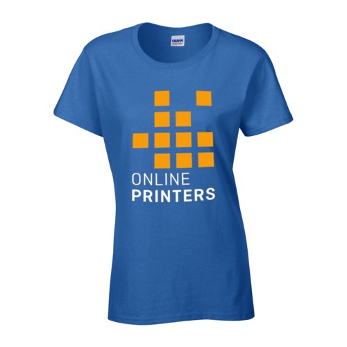 Royal blue cotton T-shirt for women with short sleeves.