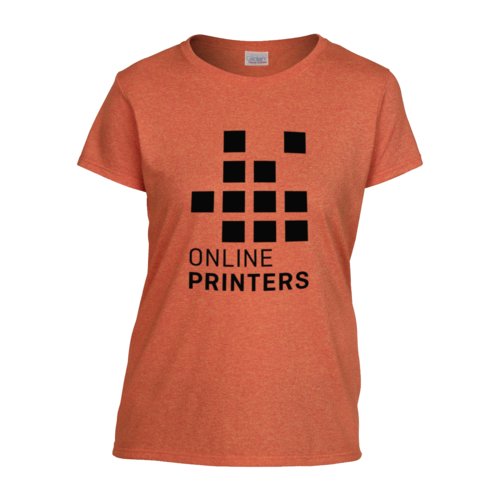 Orange cotton T-shirt for women, straight cut.