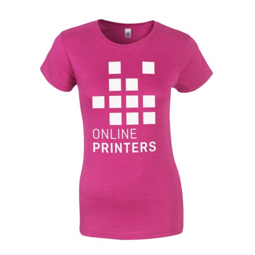 Fuchsia cotton T-shirt for women with short sleeves.