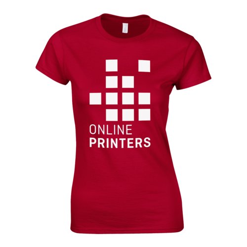 Cherry-red women's cotton jersey t-shirt with short sleeves.