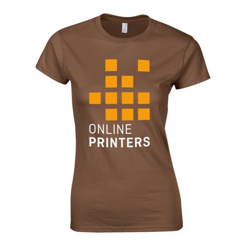 Brown women's T-shirt in cotton jersey with short sleeves.