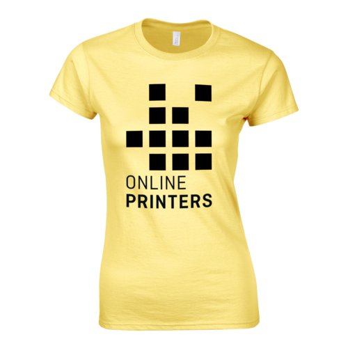 Yellow women's cotton jersey T-shirt with short sleeves.