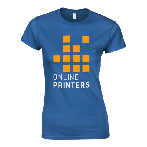 Royal blue cotton jersey women's T-shirt with short sleeves.