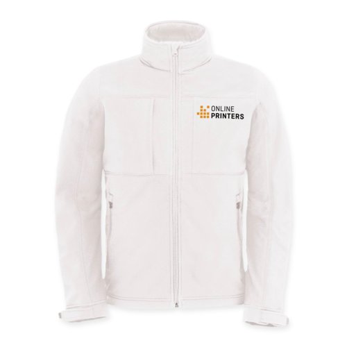 White polyester and elastane softshell jacket for men.