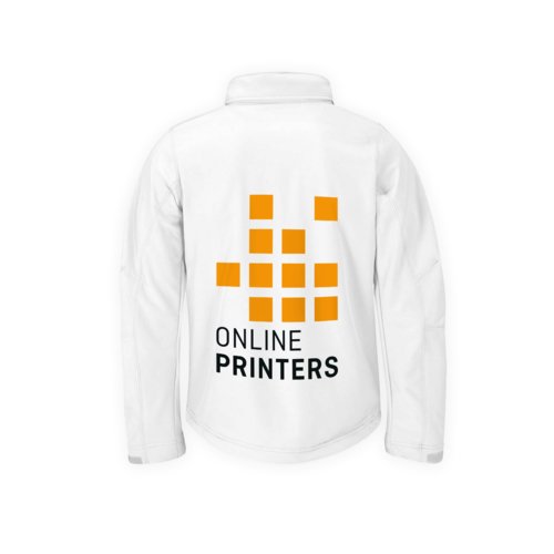White softshell jacket made of polyester and elastane for men.