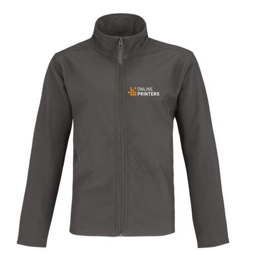 Dark gray softshell jacket made of polyester and elastane for men.