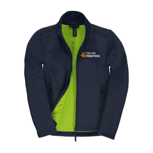Navy-blue softshell jacket made of polyester and elastane for women.