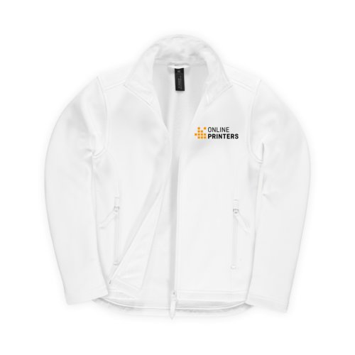 White polyester and elastane softshell jacket for women.