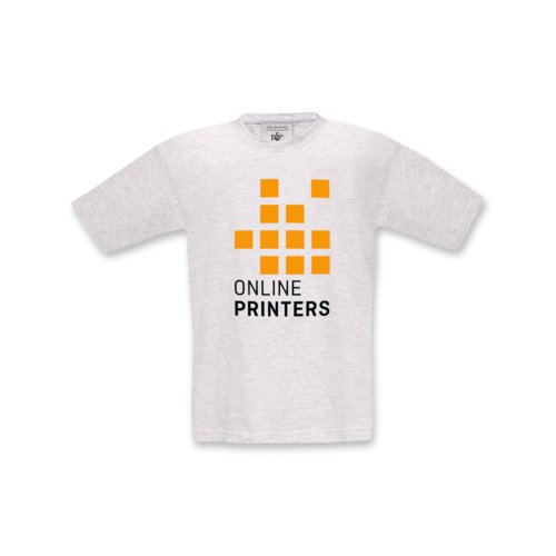 Ash-gray cotton T-shirt for children with short sleeves.