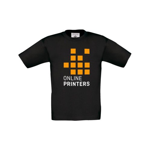 Black cotton children's t-shirt with short sleeves.