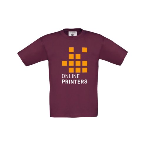 Burgundy cotton children's t-shirt with short sleeves.