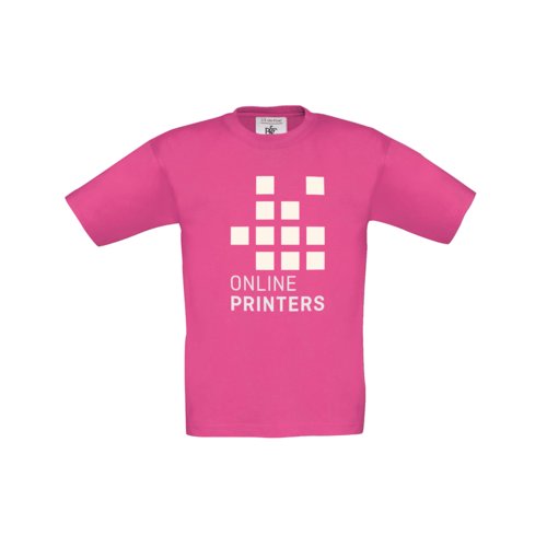 Fuchsia cotton child's t-shirt with short sleeves.
