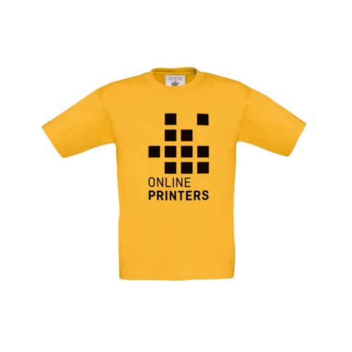 Golden yellow cotton t-shirt for children with short sleeves.