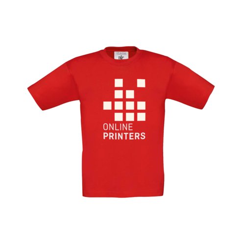 Red cotton T-shirt for children with short sleeves.