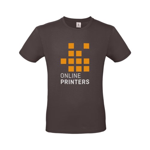 Brown cotton T-shirt for men with short sleeves and round neck.