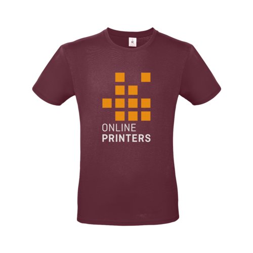 Burgundy cotton T-shirt for men with short sleeves.