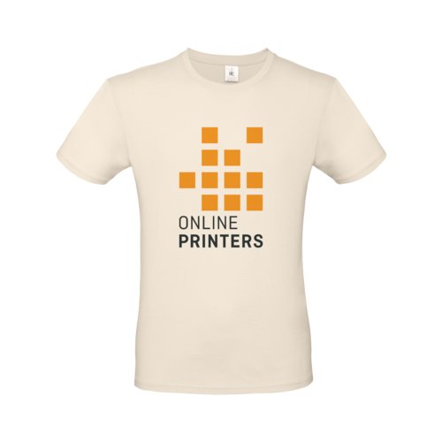 Beige cotton T-shirt for men with short sleeves.