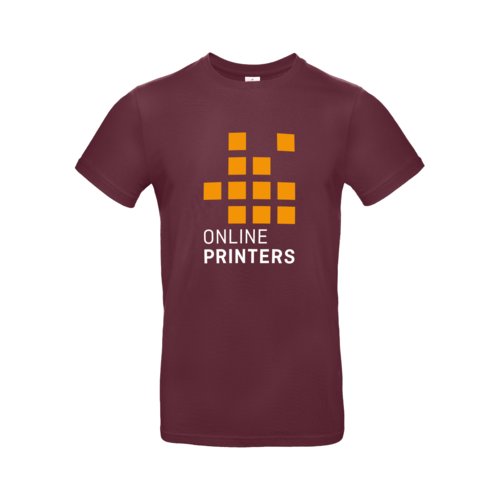Burgundy cotton men's t-shirt with short sleeves.