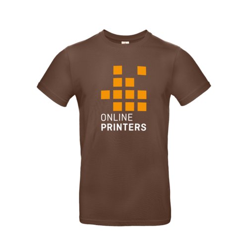 Brown cotton men's T-shirt with short sleeves and crew neck.