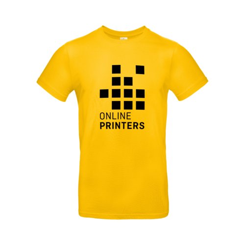 Golden yellow cotton T-shirt for men with short sleeves.