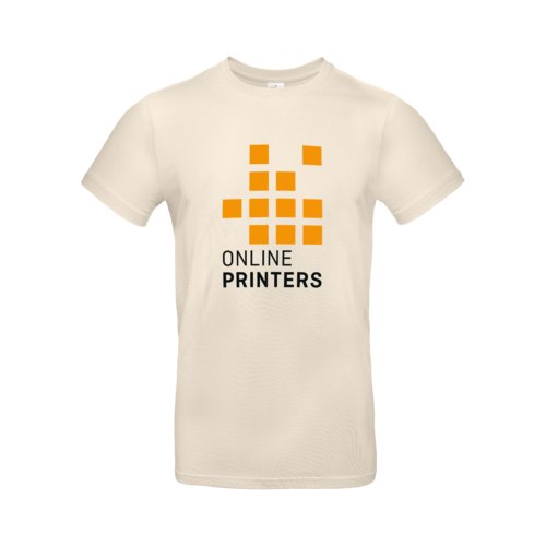 Beige cotton T-shirt for men with short sleeves.
