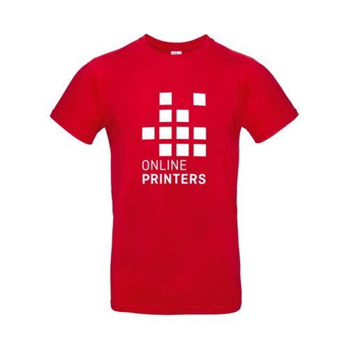 Red cotton men's t-shirt with short sleeves.