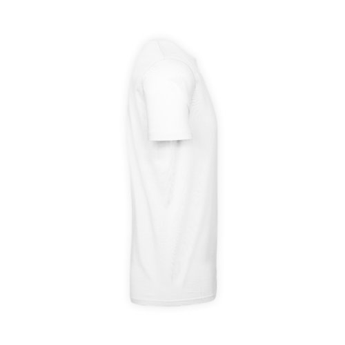 White cotton T-shirt with short sleeves and a round neckline.