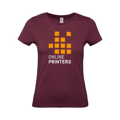 Burgundy cotton T-shirt for women with short sleeves.