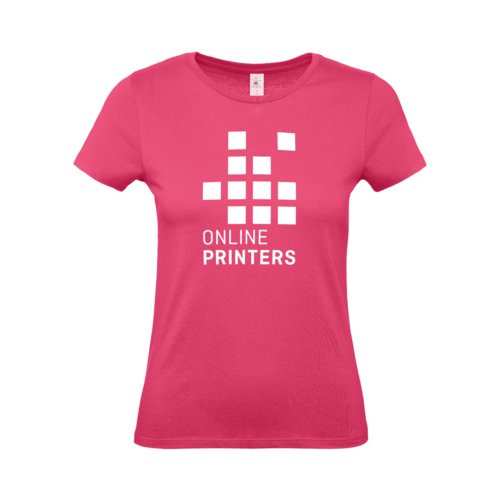 Fuchsia cotton T-shirt for women with short sleeves.