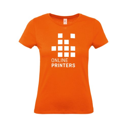 Orange women's cotton t-shirt with short sleeves.