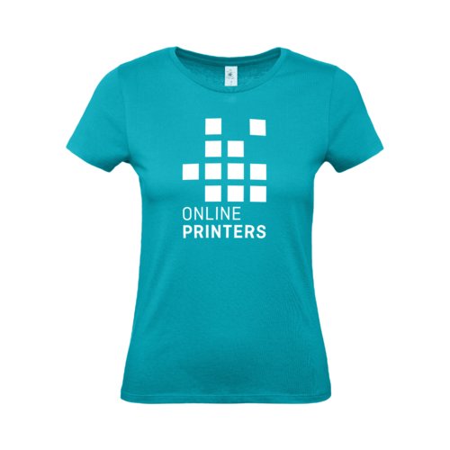 Turquoise cotton T-shirt for women with short sleeves.