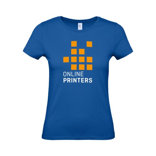 Royal blue cotton T-shirt for women with short sleeves.