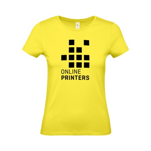 Yellow cotton T-shirt for women with short sleeves.