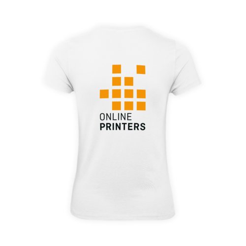 White cotton women's t-shirt with short sleeves.