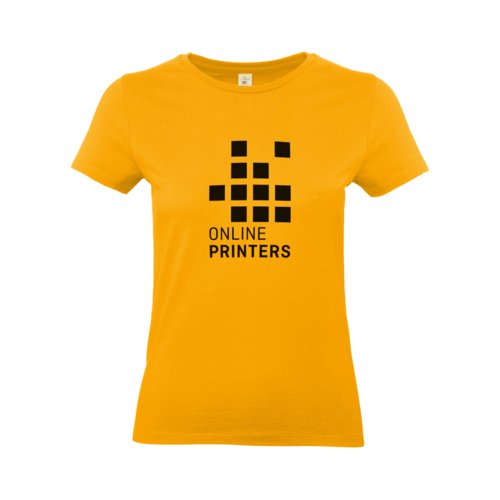 Apricot-colored women's cotton T-shirt with short sleeves.