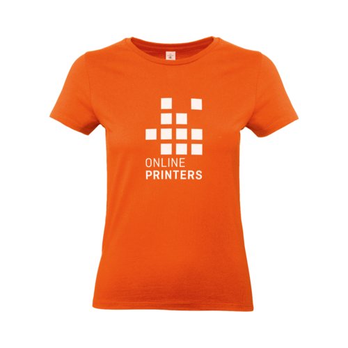 Orange women's cotton T-shirt with short sleeves.