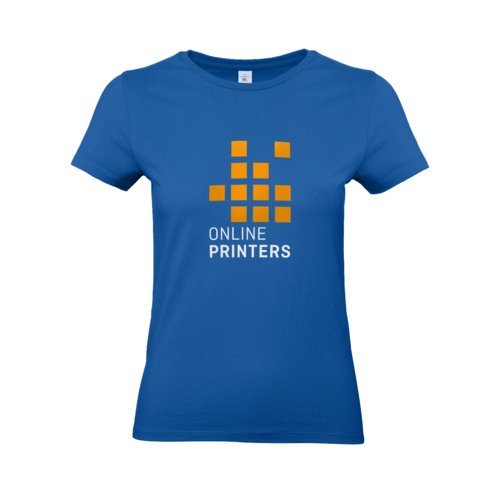 Royal blue cotton T-shirt for women, tailored cut.