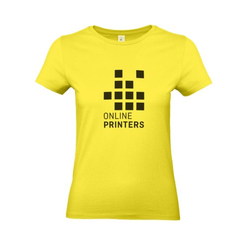 Yellow cotton women's t-shirt with short sleeves.