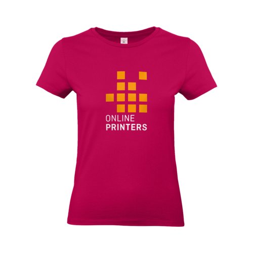 Fuchsia women's cotton T-shirt with short sleeves.
