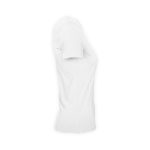 White cotton women's t-shirt with short sleeves.