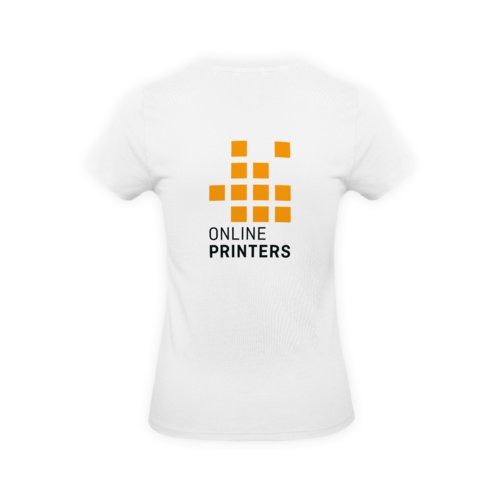 White cotton T-shirt for women with short sleeves.
