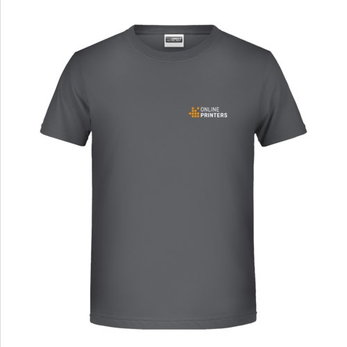 Dark gray cotton t-shirt with short sleeves.