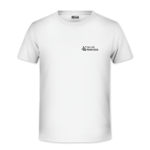White cotton T-shirt for boys with short sleeves.