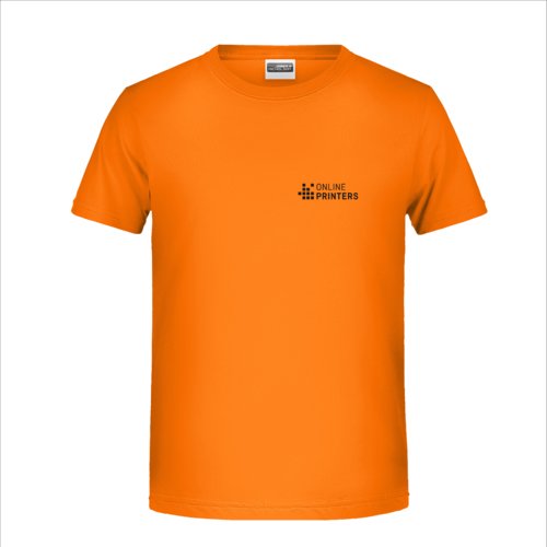 Orange cotton T-shirt for boys with short sleeves and crew neck.