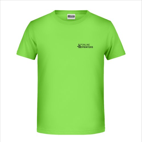Apple green cotton T-shirt with short sleeves and round neck.