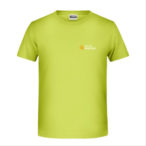 Neon yellow cotton T-shirt with short sleeves and crew neck.