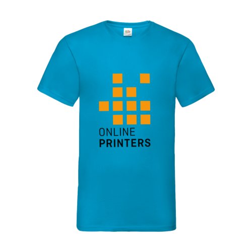 Azure cotton V-neck T-shirt for men.