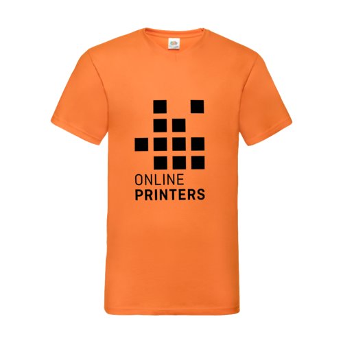 Orange cotton V-neck T-shirt for men.