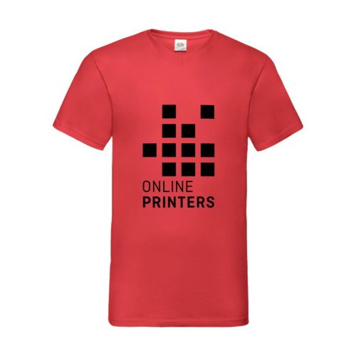 Red cotton V-neck T-shirt for men.