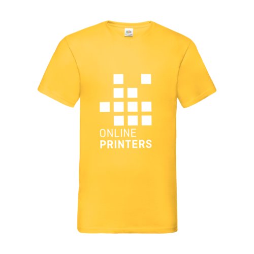 Yellow cotton V-neck t-shirt for men.